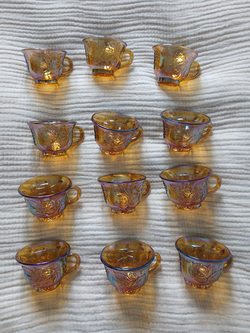 Marigold Carnival Iridescent Glass Tea Cups ( Read Below)